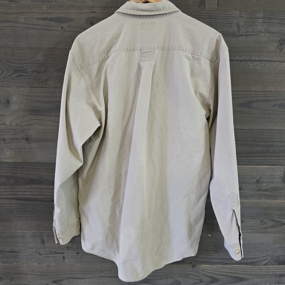 L.L.Bean Men's M Tall Khaki Chamois Cloth Button Front Shirt Cotton Work Outdoor - Picture 2 of 7